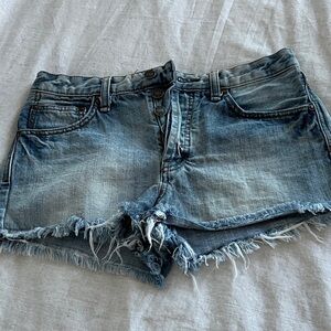 New Free People Blue Frayed Jean Shorts NWOT!